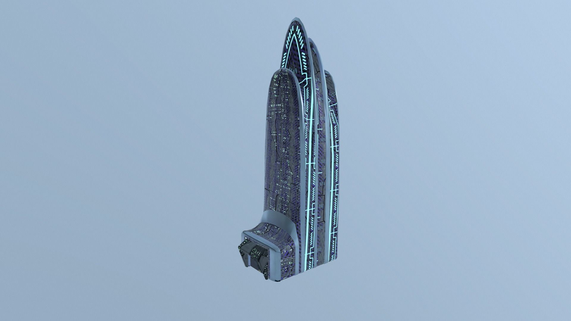 Cyberpunk City - Building 38 Low-poly 3D model_13