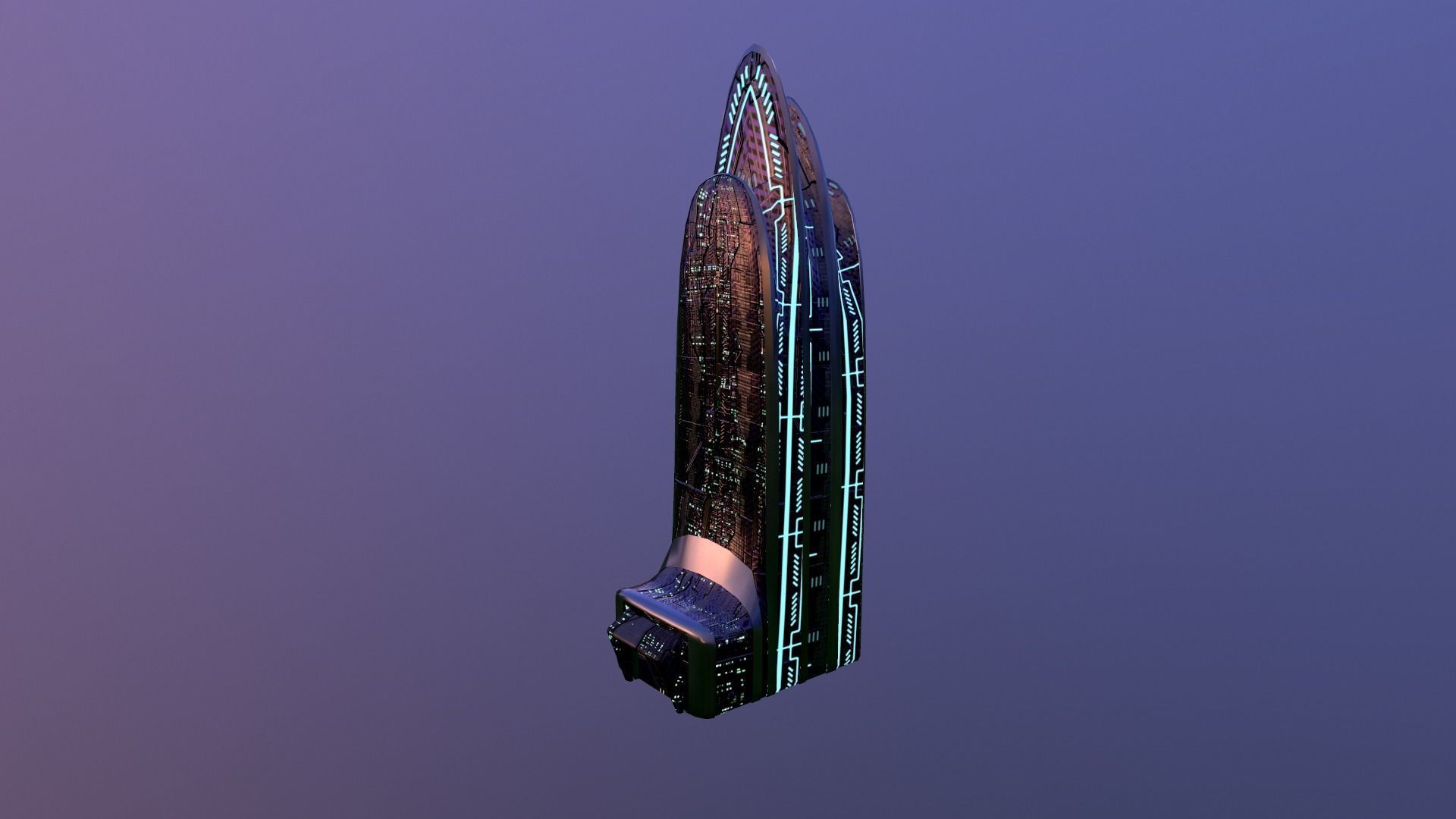Cyberpunk City - Building 38 Low-poly 3D model_26