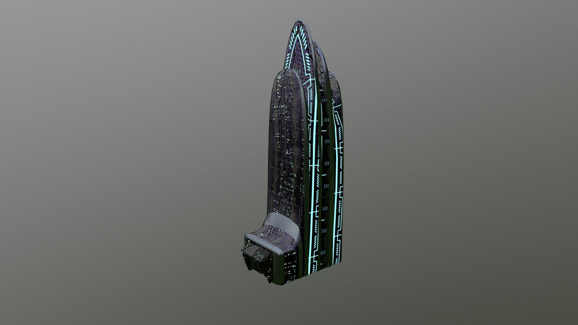 Cyberpunk City - Building 38 Low-poly 3D model_27