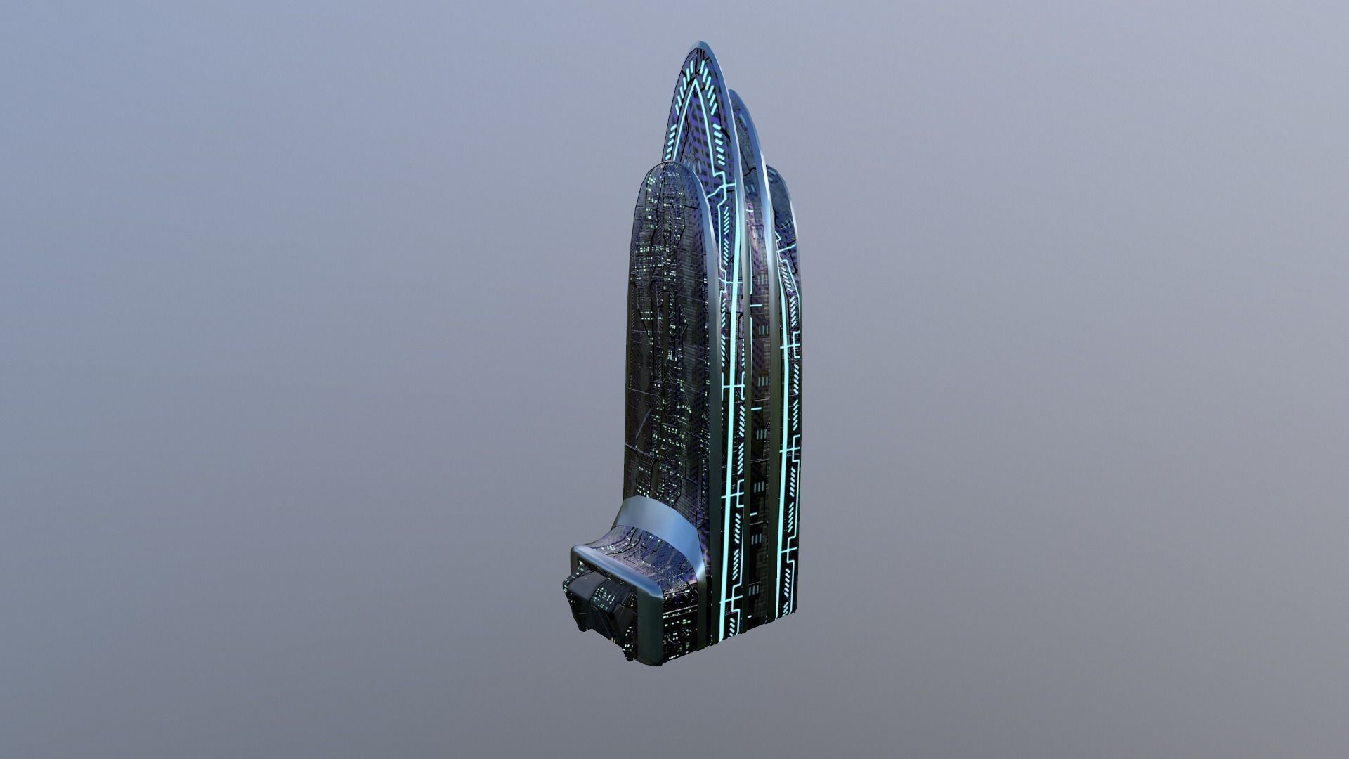 Cyberpunk City - Building 38 Low-poly 3D model_25