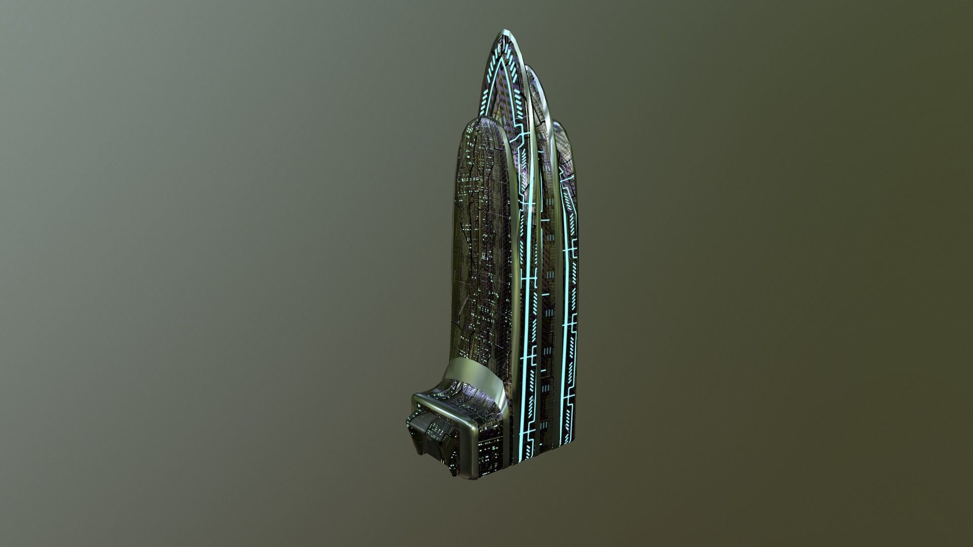 Cyberpunk City - Building 38 Low-poly 3D model_19