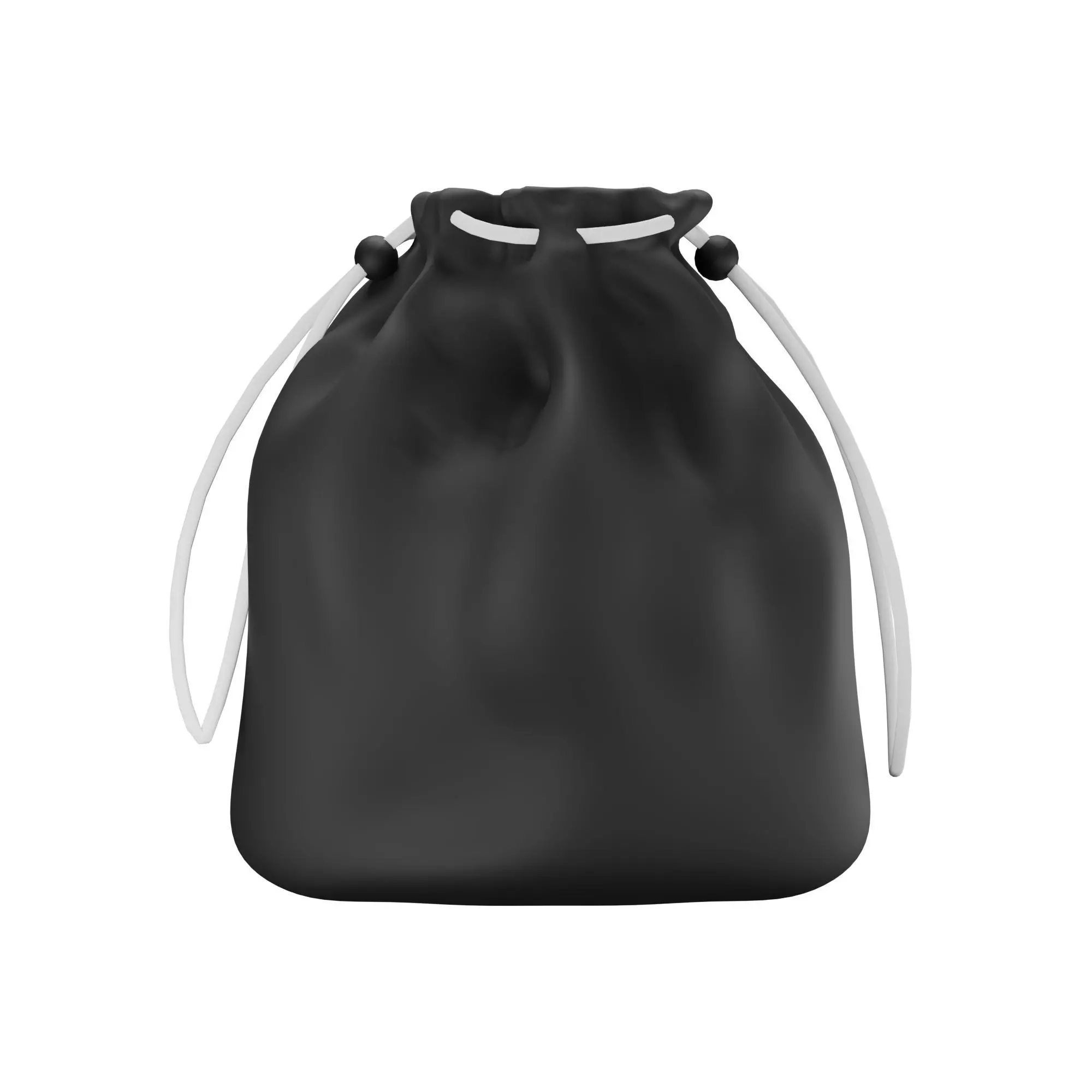Drawstring Sack Bag Black Low-poly 3D model_0