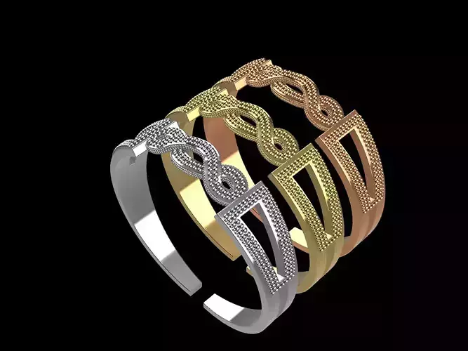 Infinity knot milgrain ring 5 sizes stl files verified  3D print model