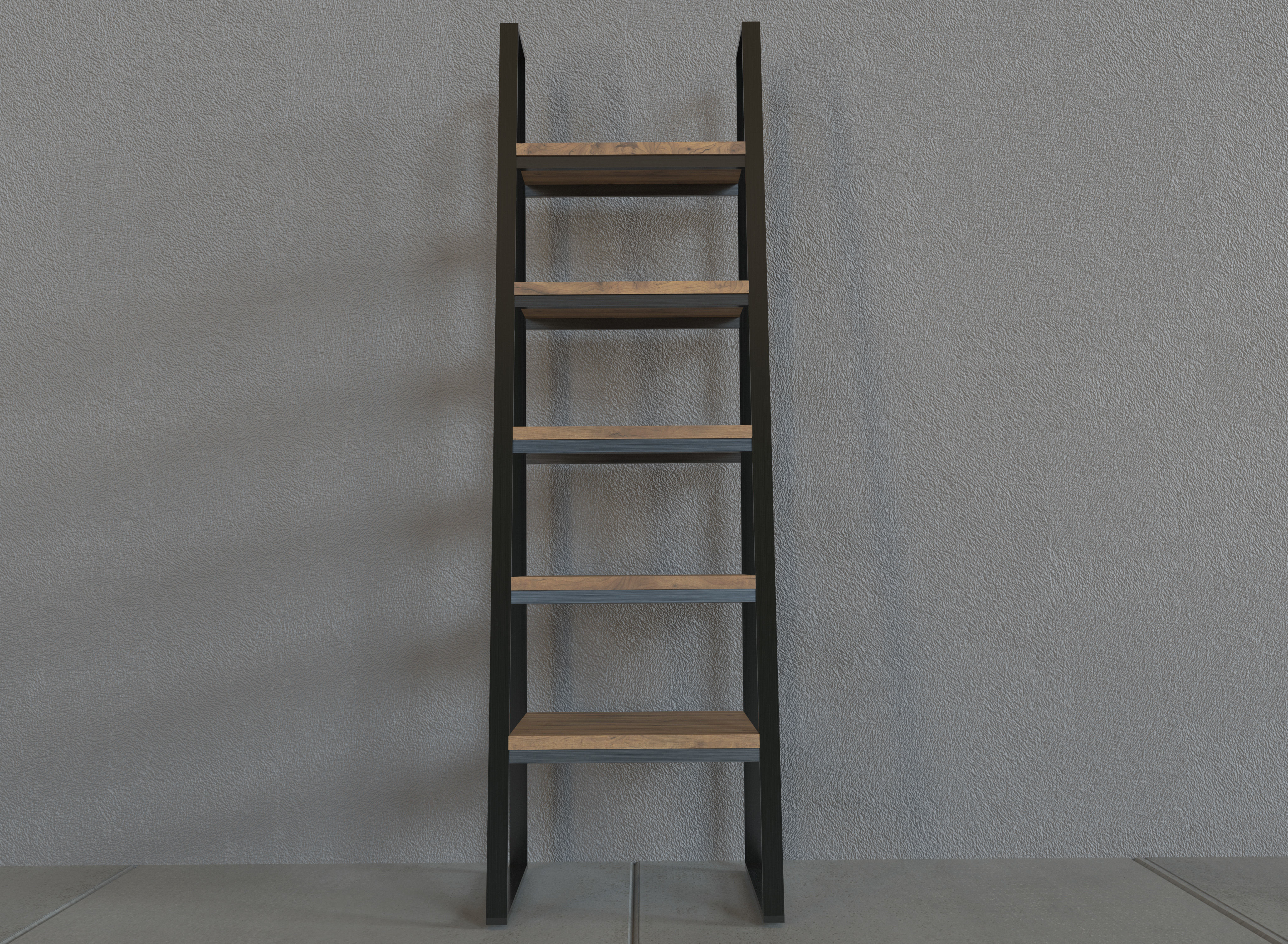 Industrial Style Bookshelf Low-poly 3D model_3