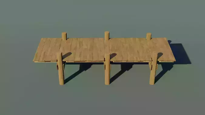 Wooden dock Low-poly 3D model