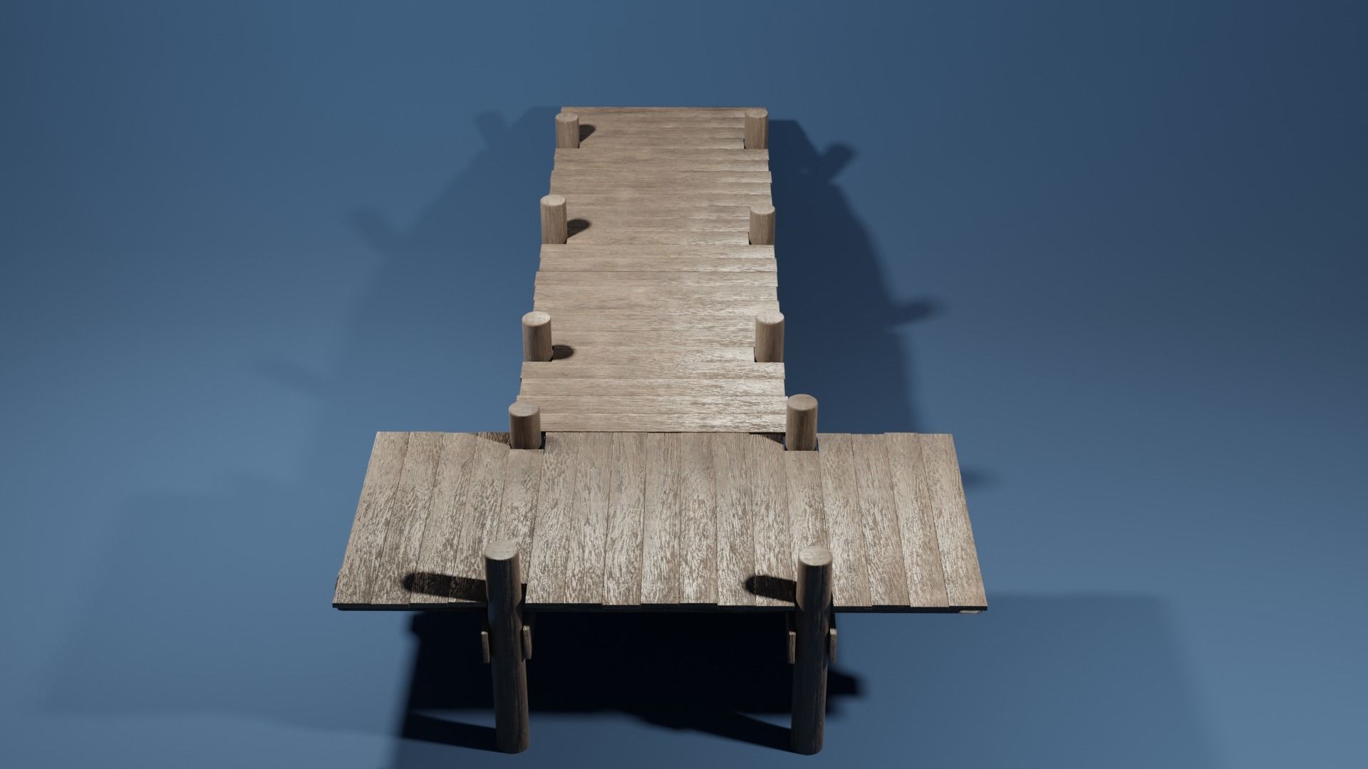 T shaped dock Low-poly 3D model_2
