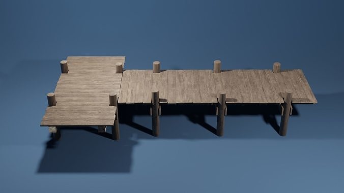 T shaped dock Low-poly 3D model