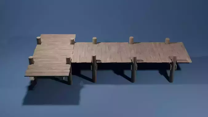 T shaped dock Low-poly 3D model
