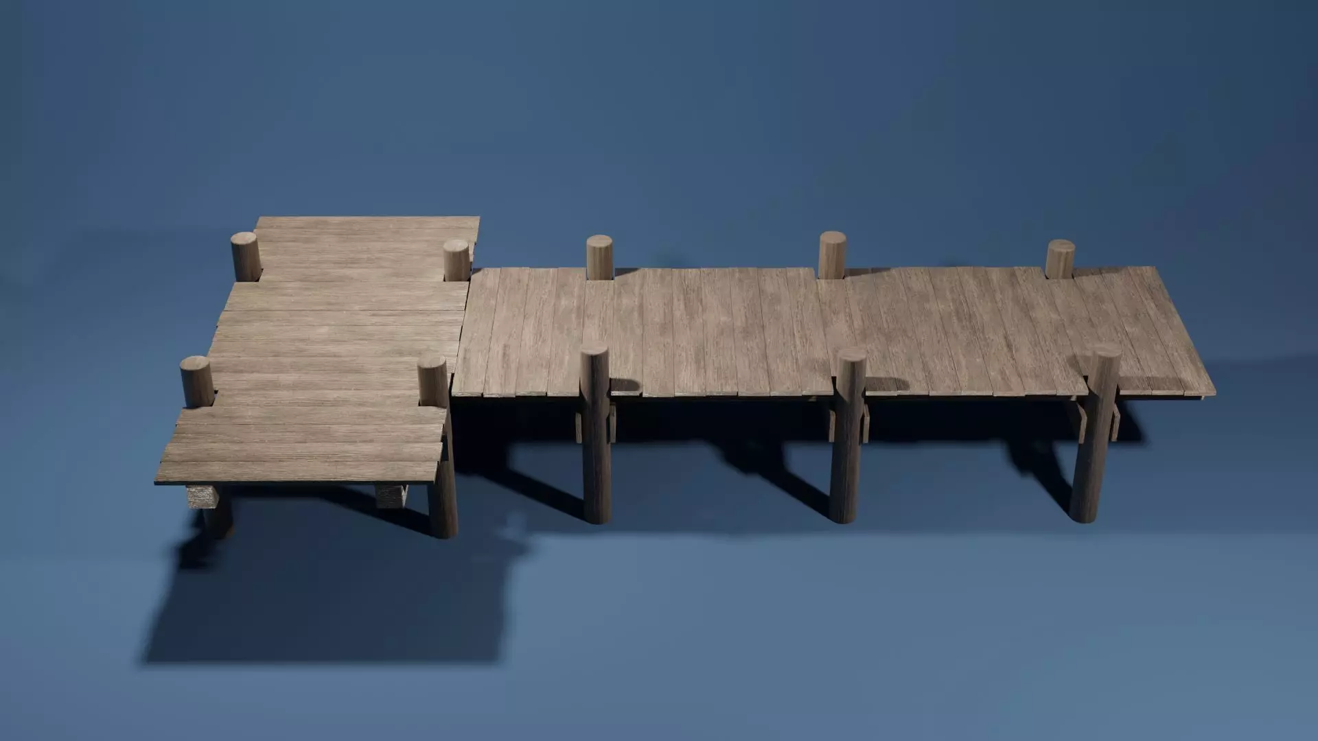 T shaped dock Low-poly 3D model_0