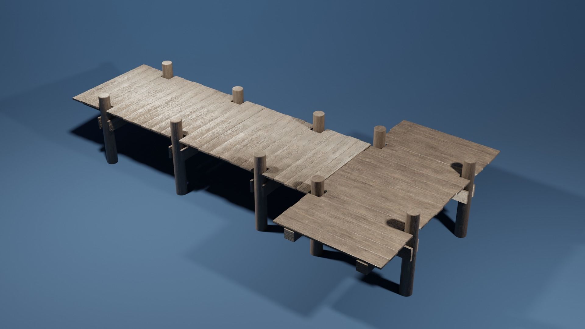 T shaped dock Low-poly 3D model_3