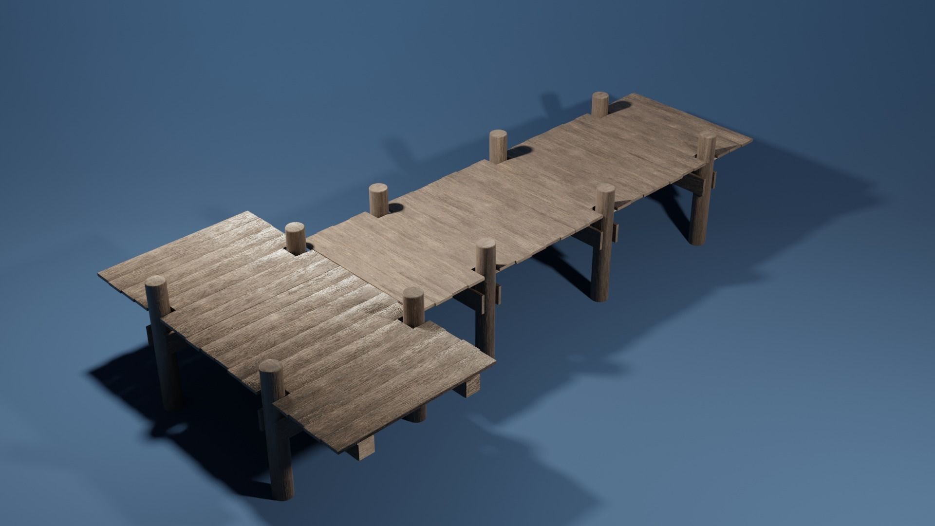 T shaped dock Low-poly 3D model_1