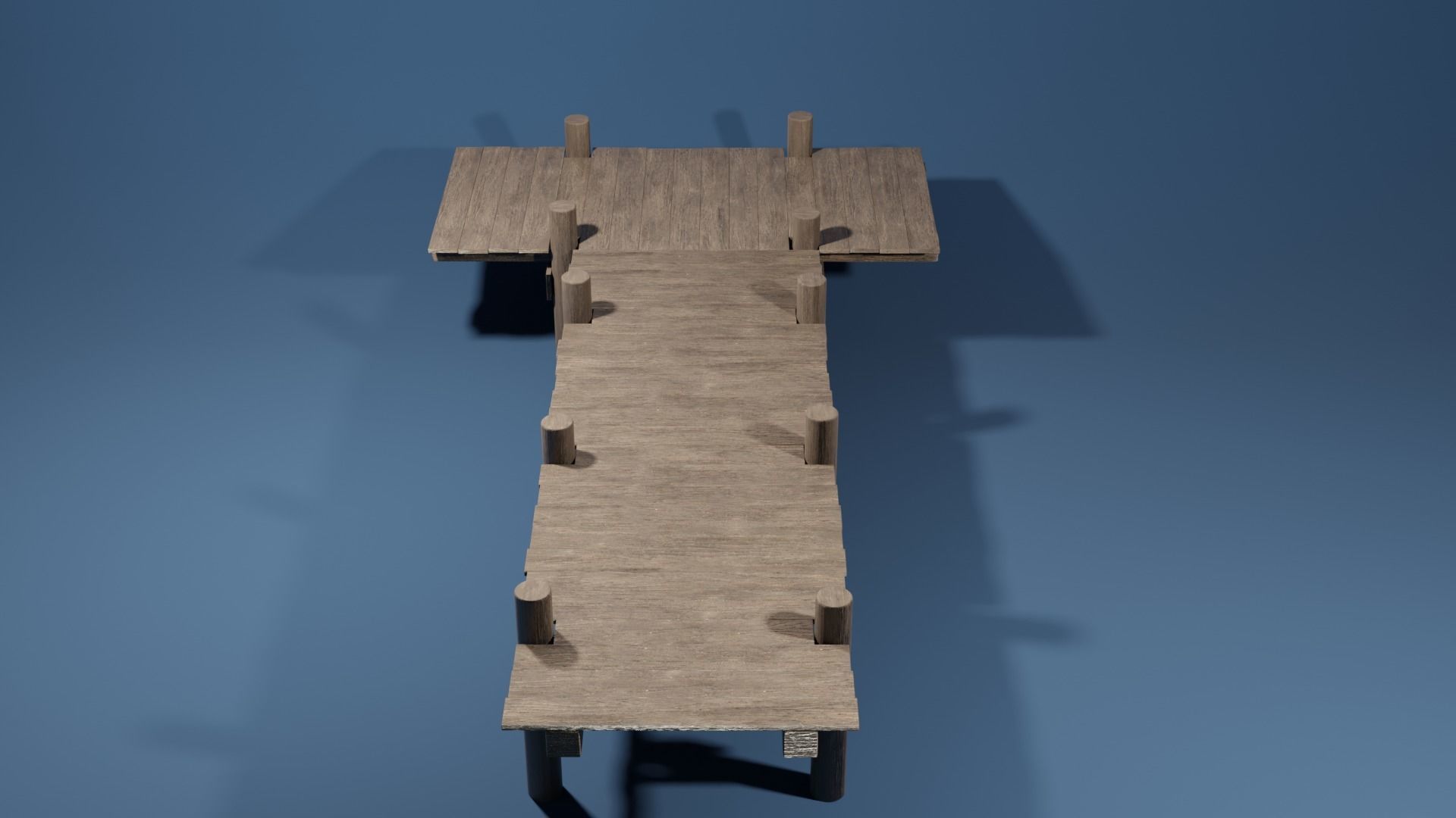 T shaped dock Low-poly 3D model_6