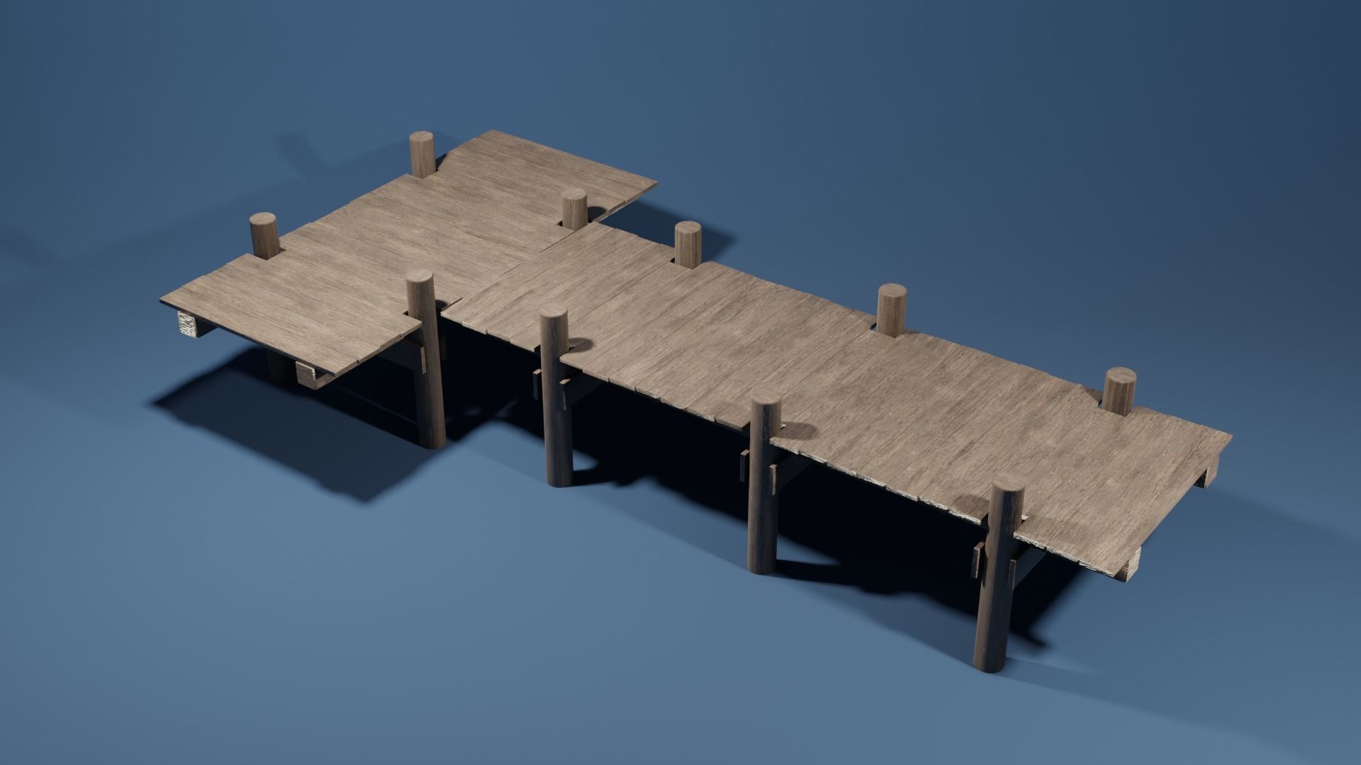 T shaped dock Low-poly 3D model_7