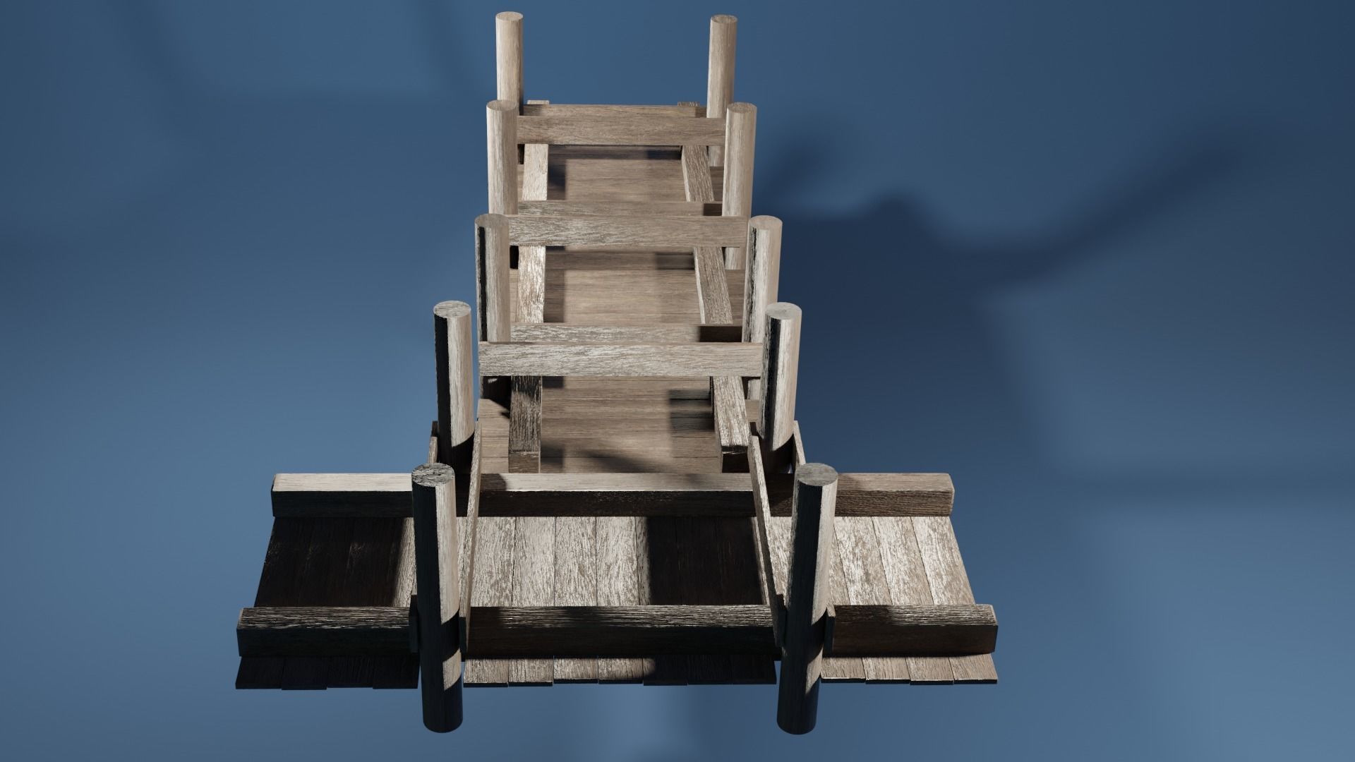 T shaped dock Low-poly 3D model_10