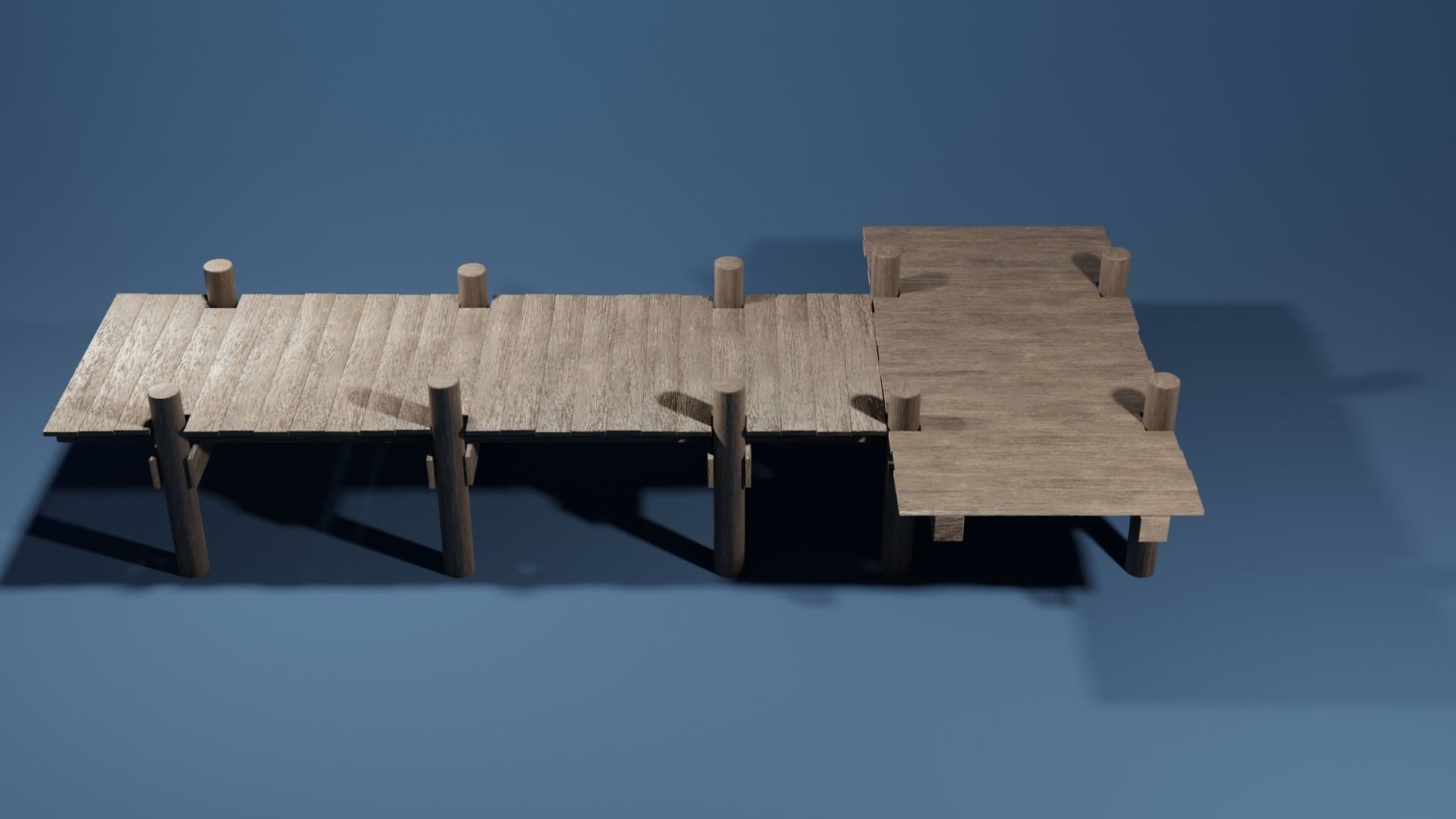 T shaped dock Low-poly 3D model_4
