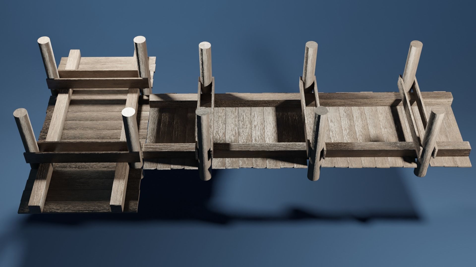 T shaped dock Low-poly 3D model_9