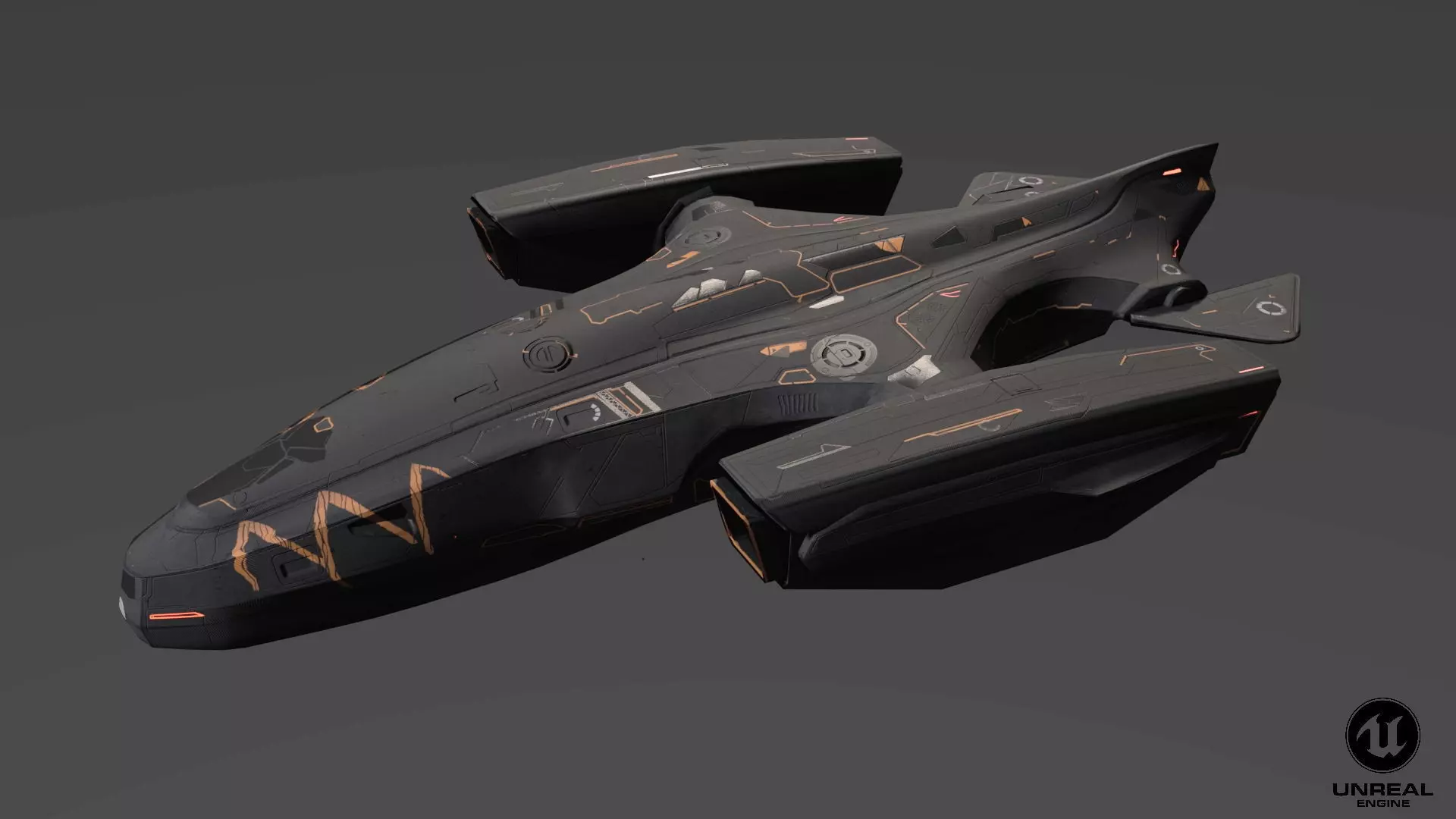 Galaxy Tiger Spaceship Low-poly 3D model_0