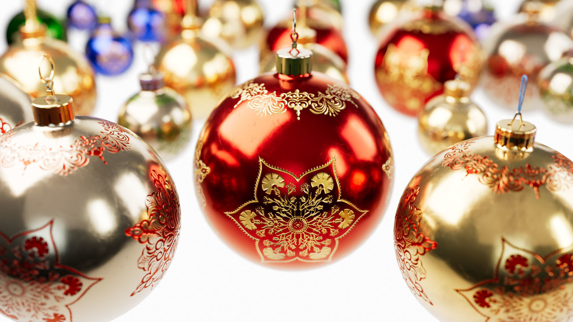 Christmas Ball Baubles kitbash v1 with 18 mesh 3 skin and 5 col 3D model_6