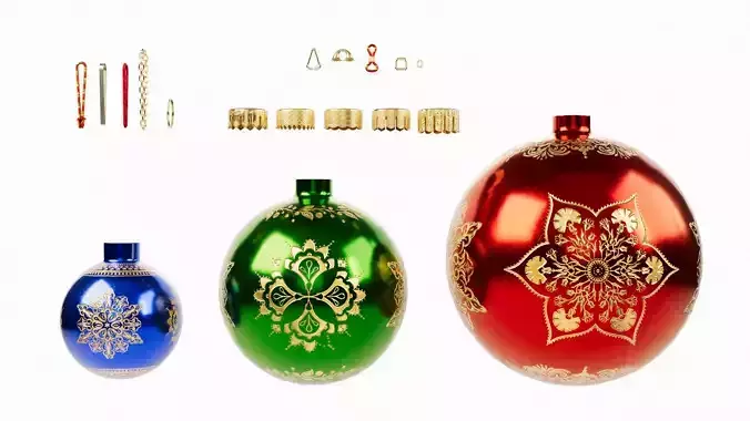 Christmas Ball Baubles kitbash v1 with 18 mesh 3 skin and 5 col 3D model