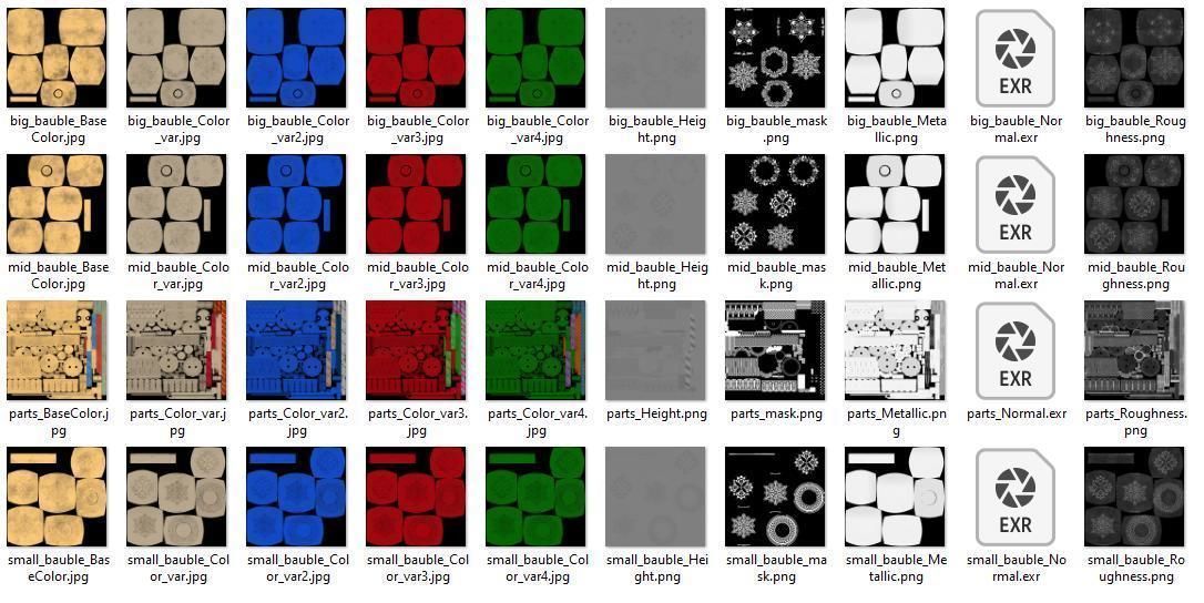 Christmas Ball Baubles kitbash v1 with 18 mesh 3 skin and 5 col 3D model_12