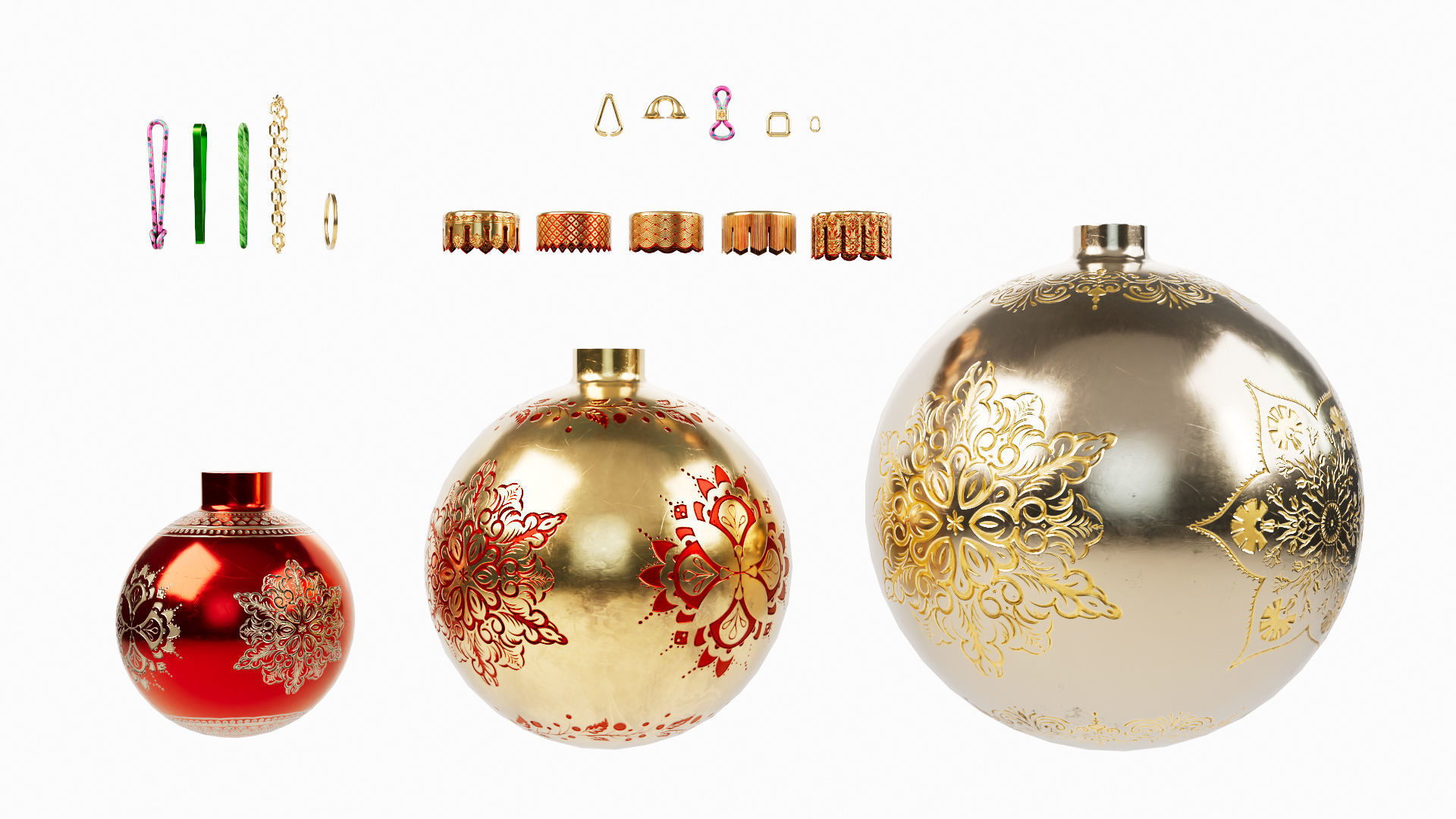 Christmas Ball Baubles kitbash v1 with 18 mesh 3 skin and 5 col 3D model_9