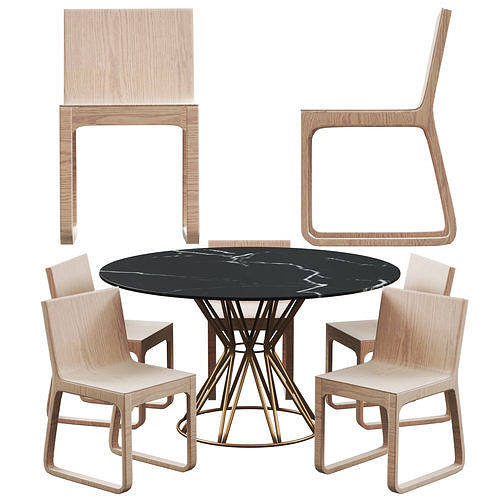 CIRCUS Table with MUU Chair 3D model 2
