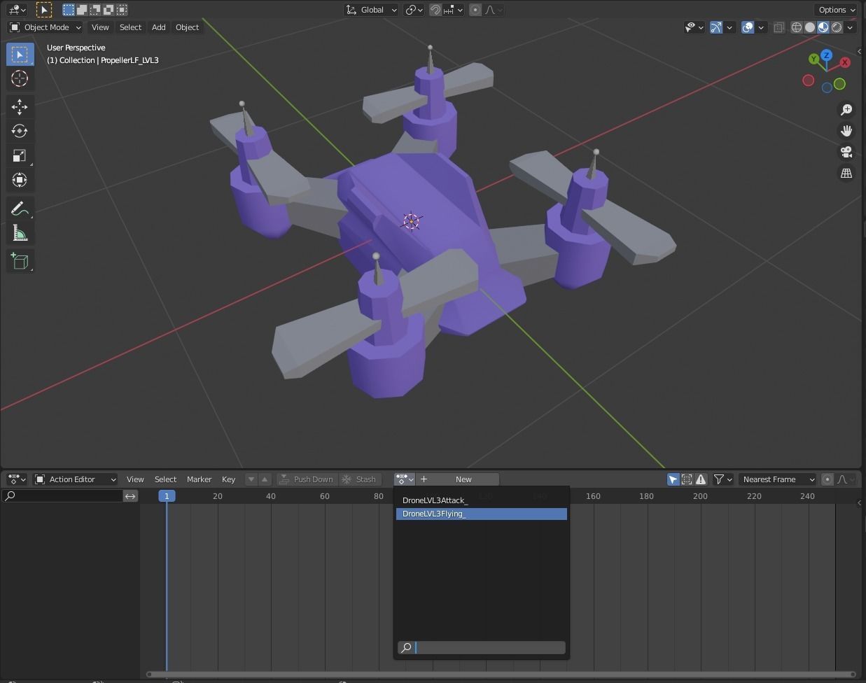 Drone LVL 1-3 - Game Ready - Hyper Casual Free low-poly 3D model_12