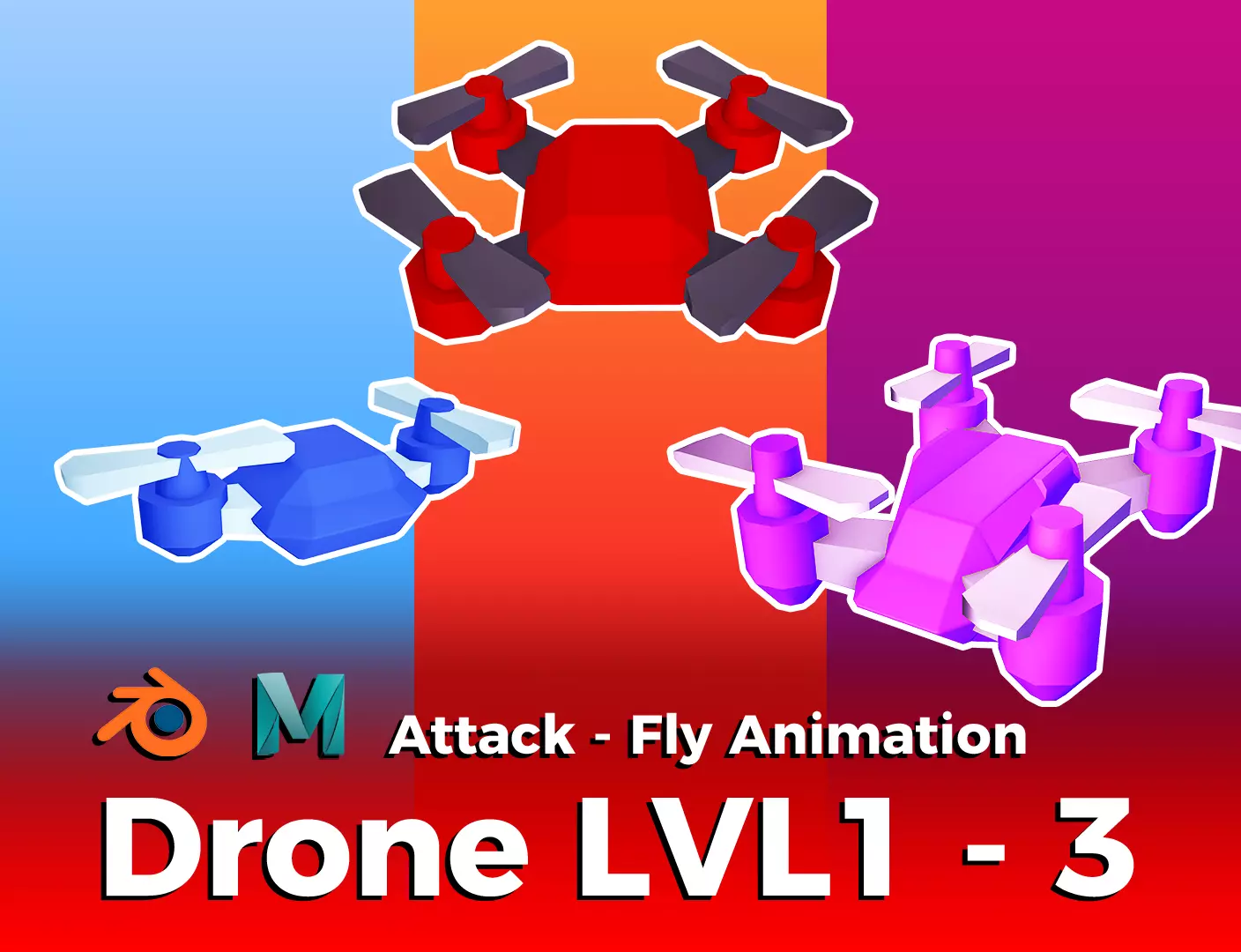 Drone LVL 1-3 - Game Ready - Hyper Casual Free low-poly 3D model_0