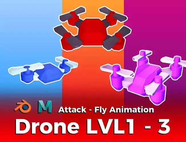 Drone LVL 1-3 - Game Ready - Hyper Casual Free low-poly 3D model