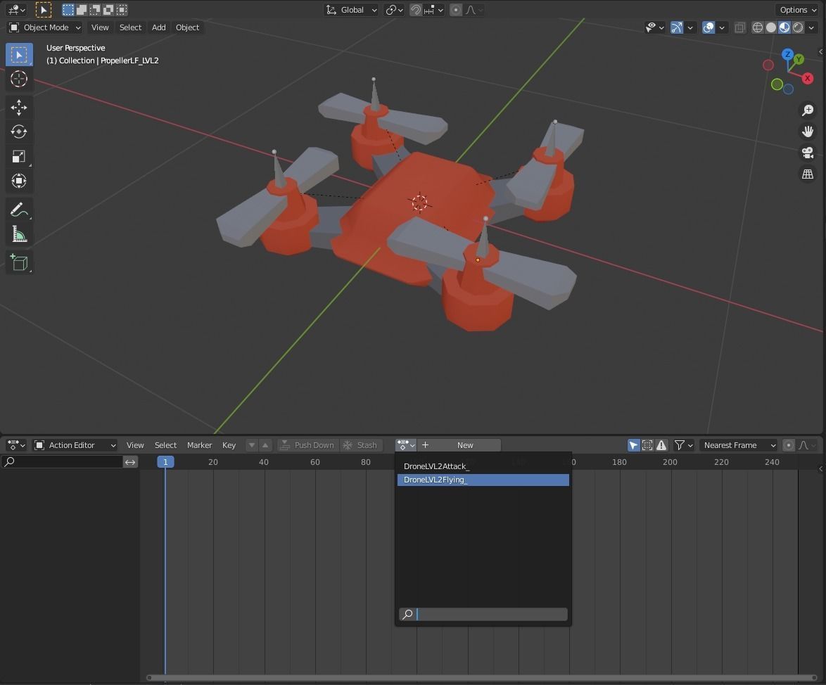 Drone LVL 1-3 - Game Ready - Hyper Casual Free low-poly 3D model_10