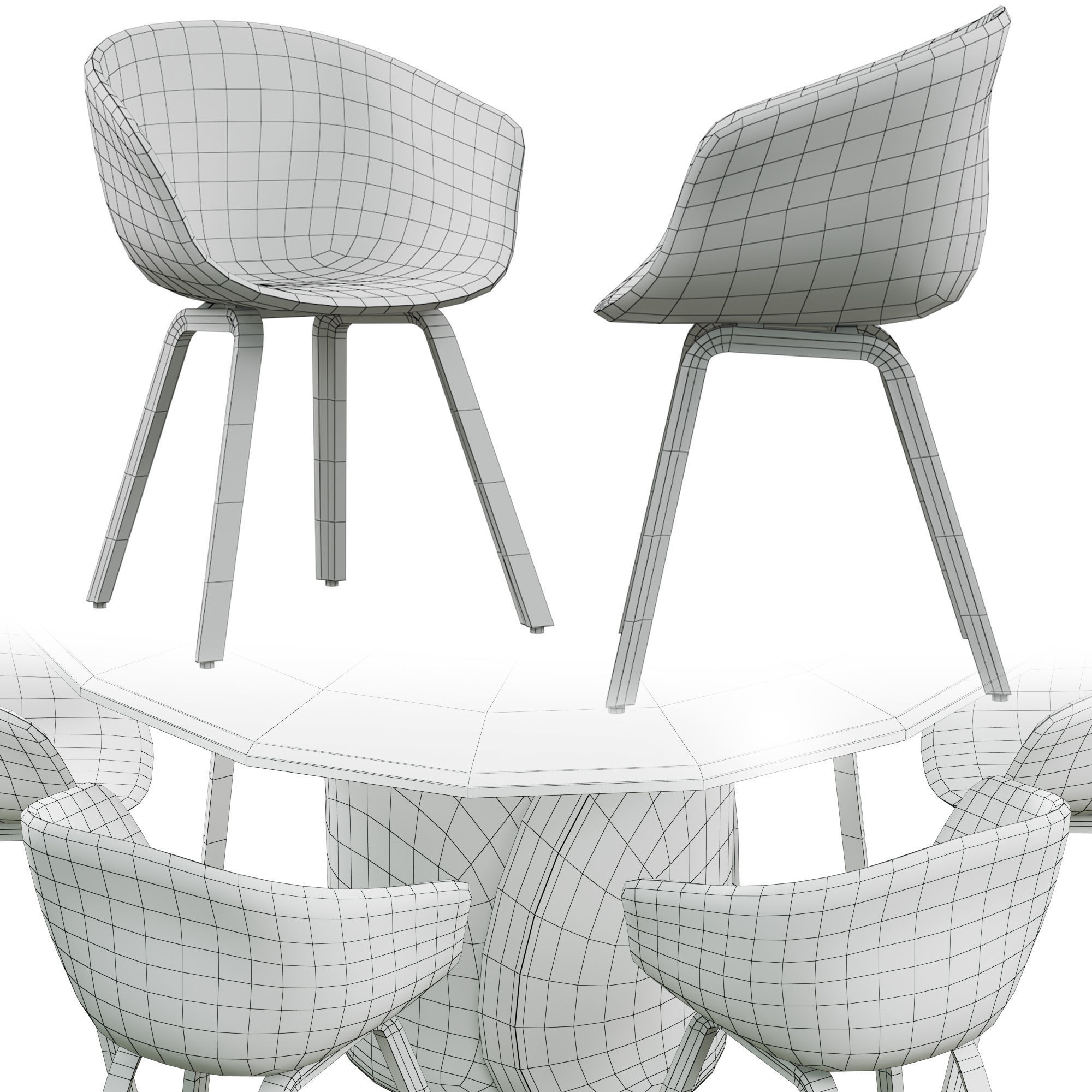 PETALO Table with Chair AAC 23 Low-poly 3D model_4