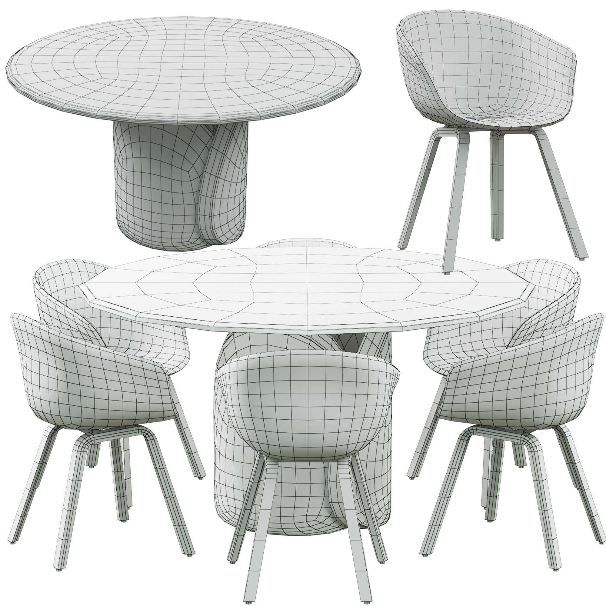 PETALO Table with Chair AAC 23 Low-poly 3D model_3