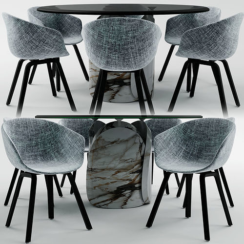 PETALO Table with Chair AAC 23 Low-poly 3D model
