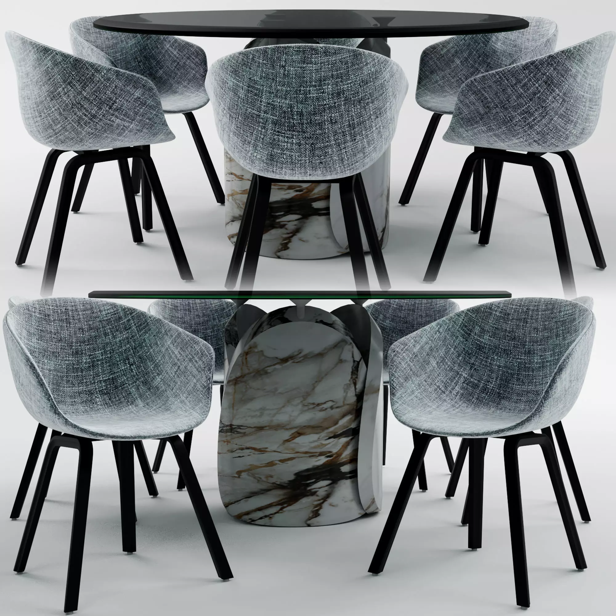 PETALO Table with Chair AAC 23 Low-poly 3D model_0