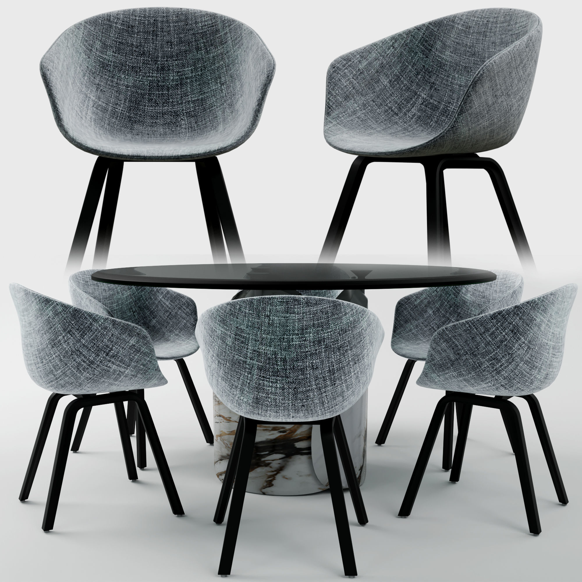 PETALO Table with Chair AAC 23 Low-poly 3D model_1