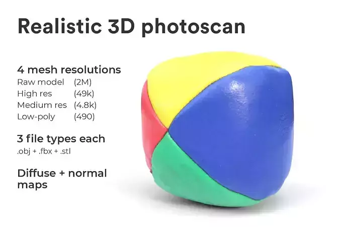 Realistic juggling ball photoscan - multiple resolutions 3D model