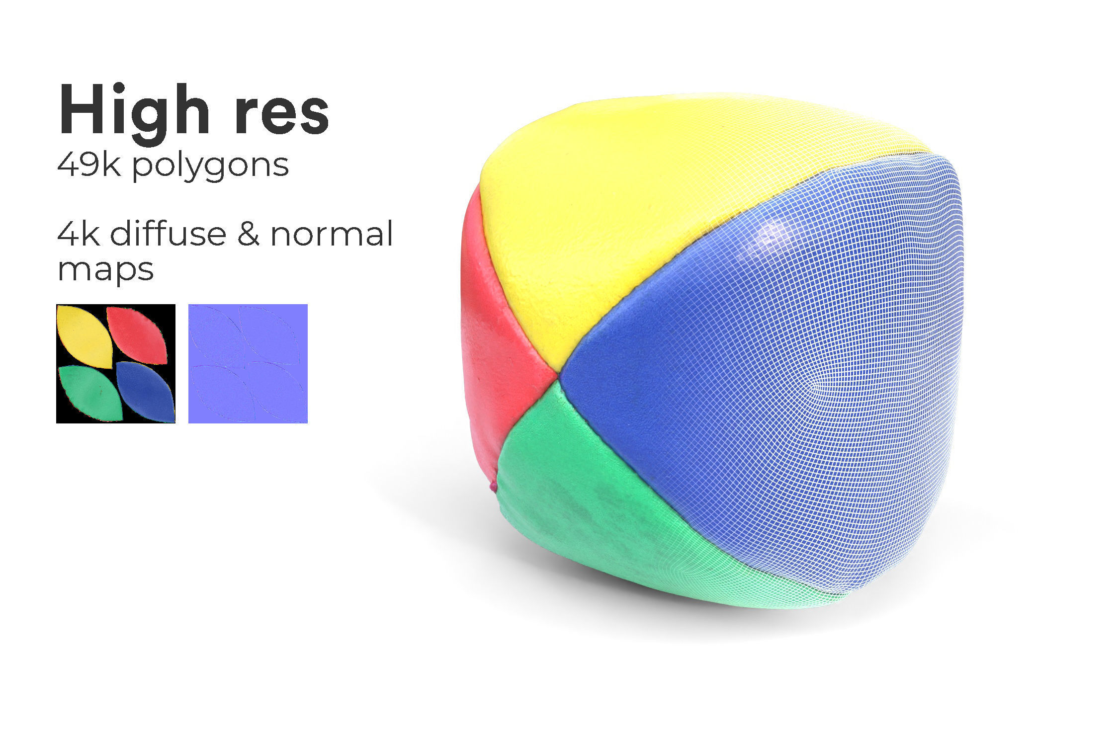 Realistic juggling ball photoscan - multiple resolutions 3D model_4