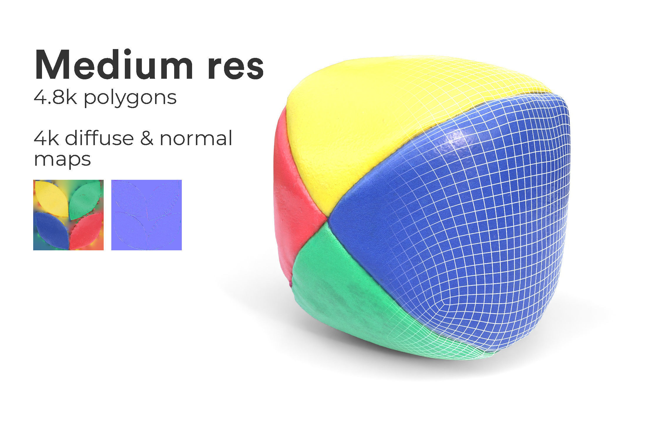 Realistic juggling ball photoscan - multiple resolutions 3D model_3