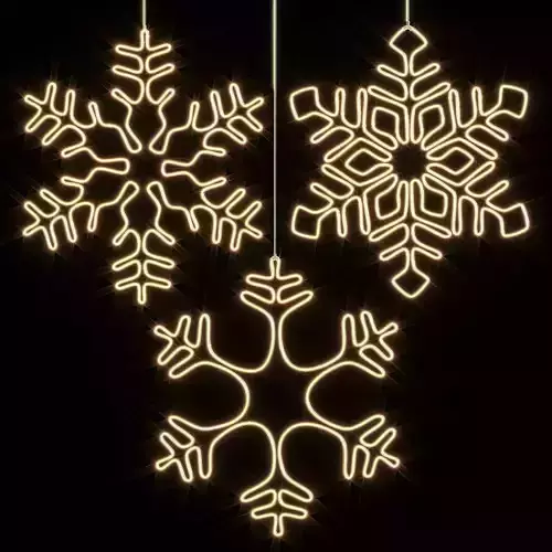 Decorative neon hanging snowflakes