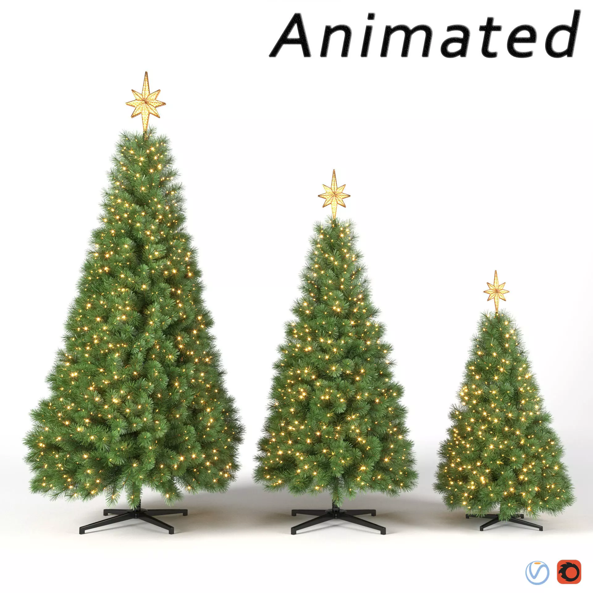 Christmas Tree with Animated Lights - Set 1 3D model_0