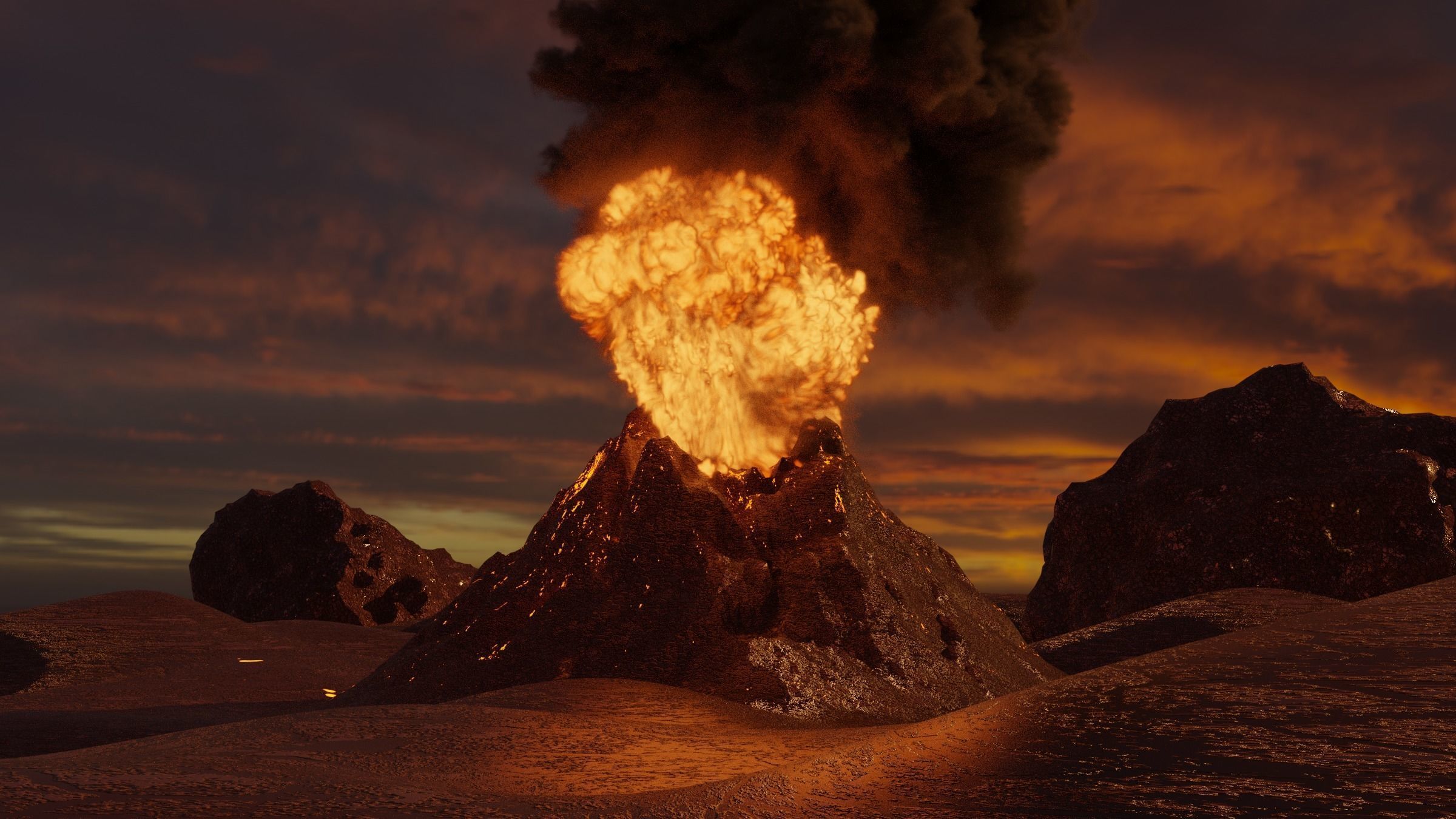 Volcano Scene Low-poly 3D model_2