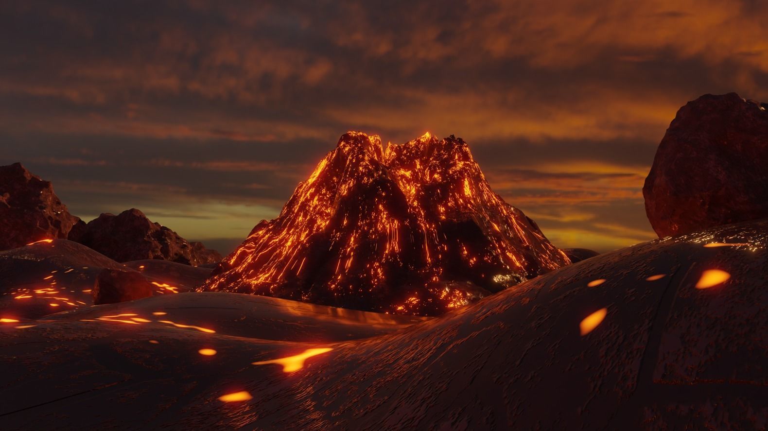 Volcano Scene Low-poly 3D model_7