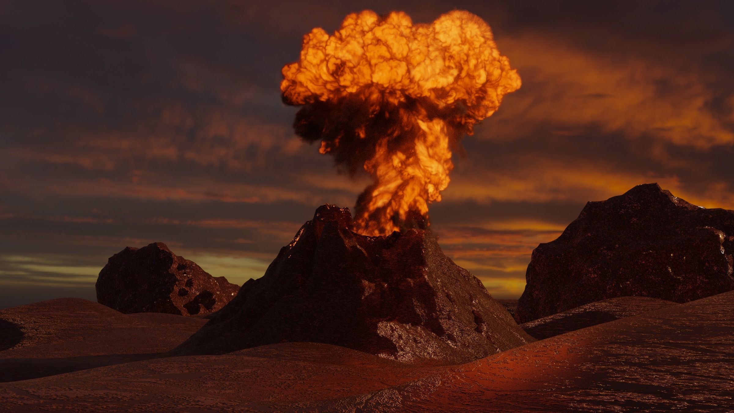 Volcano Scene Low-poly 3D model_3