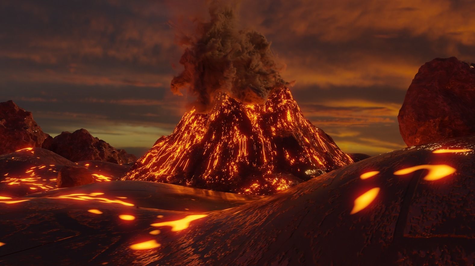 Volcano Scene Low-poly 3D model_8