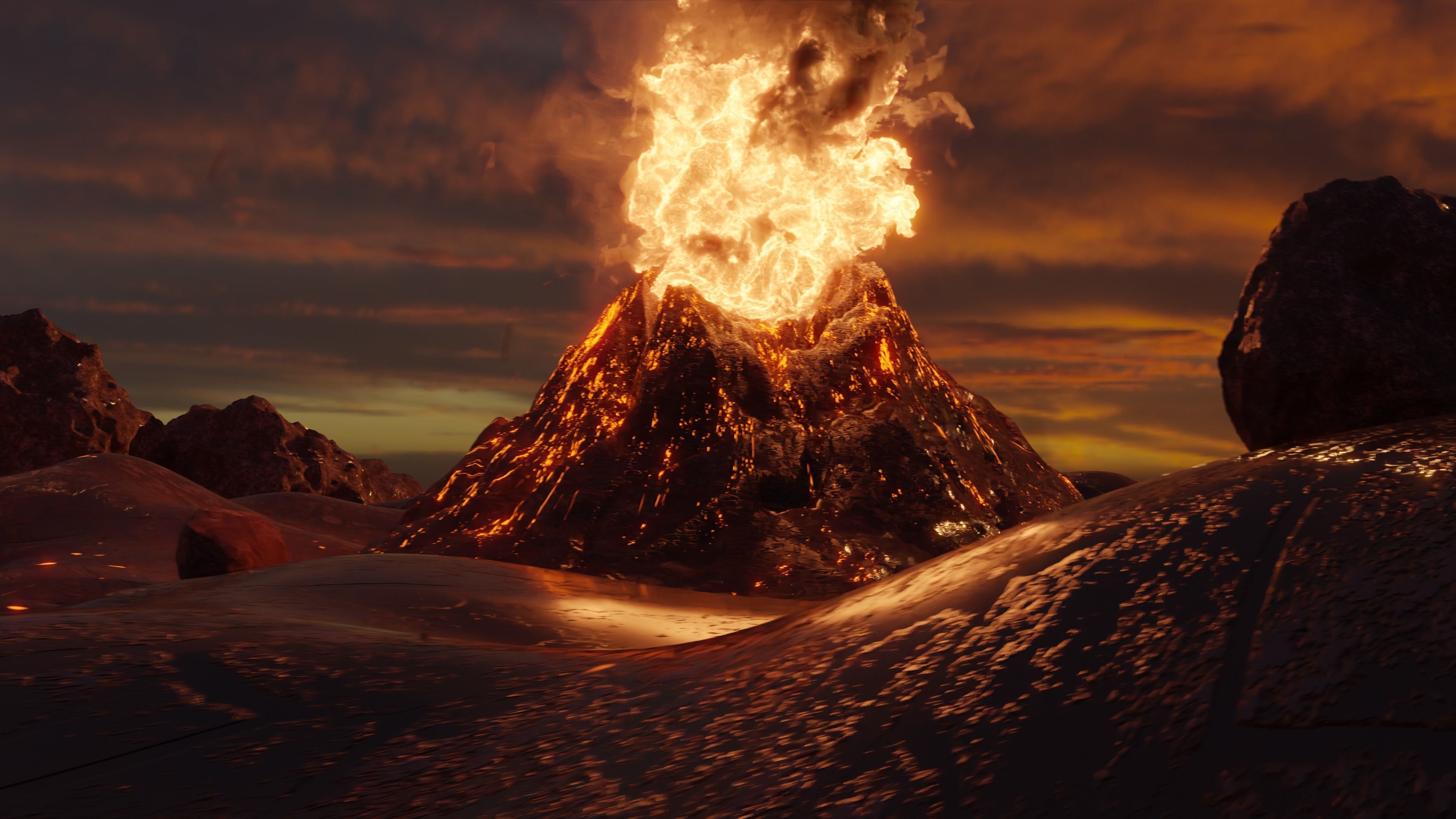 Volcano Scene Low-poly 3D model_5