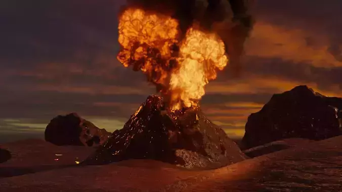 Volcano Scene Low-poly 3D model