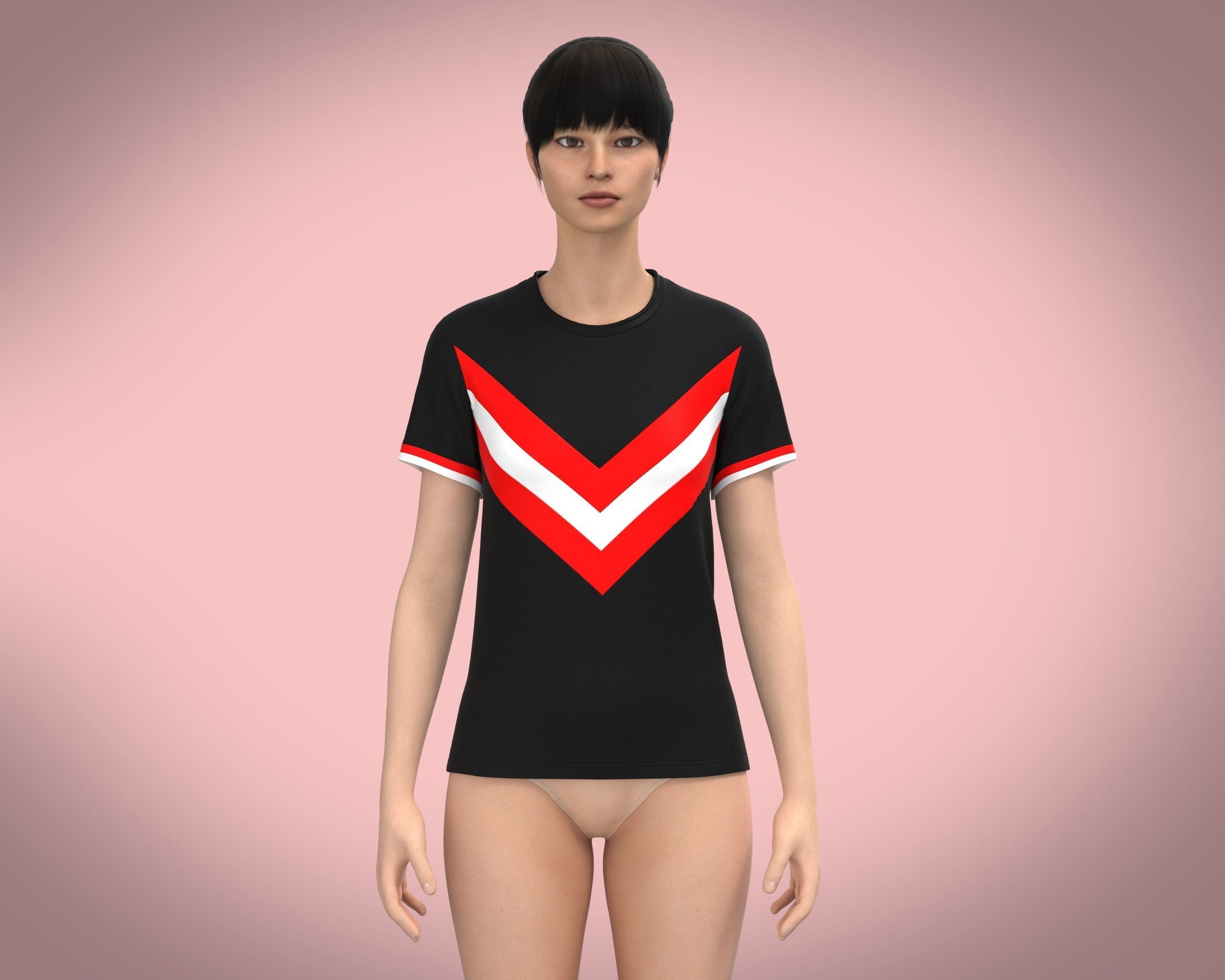 Ladies Black and Red Tops 3D model_1