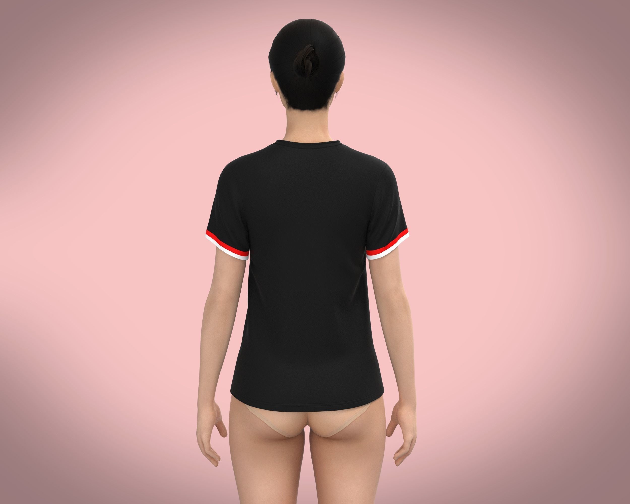 Ladies Black and Red Tops 3D model_7