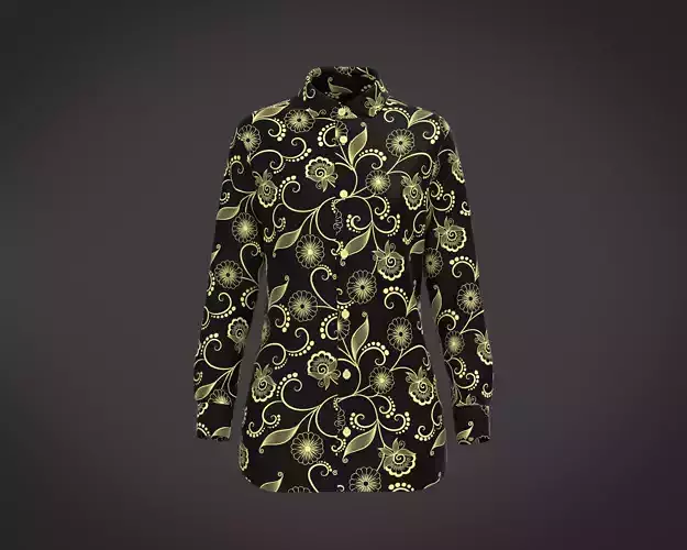 Ladies Long Sleeve Gold Print Shirt