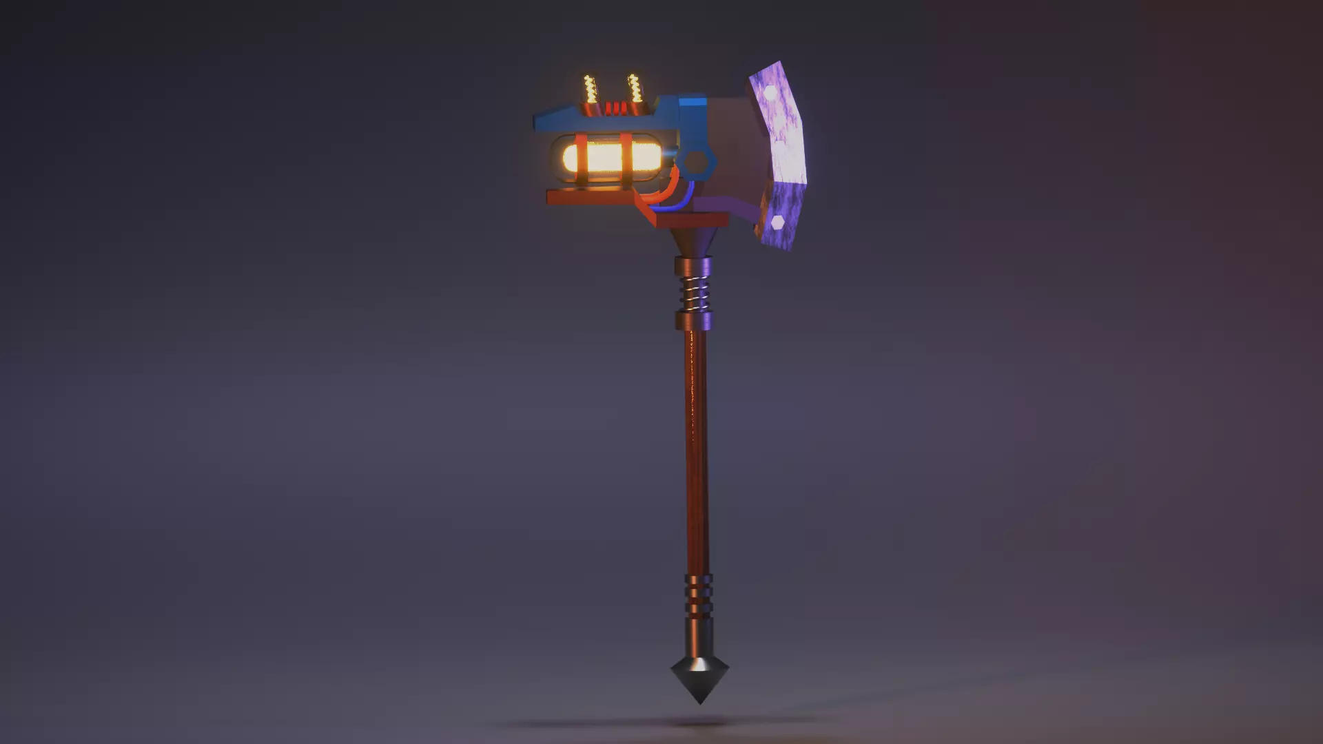 Cyber-axe axe with lights Low-poly 3D model_0